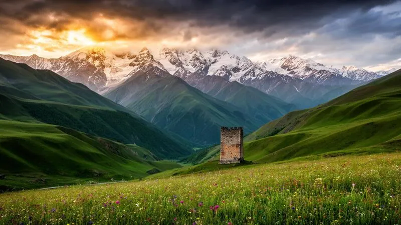 Caucasus mountain road for regional 4x4 travel